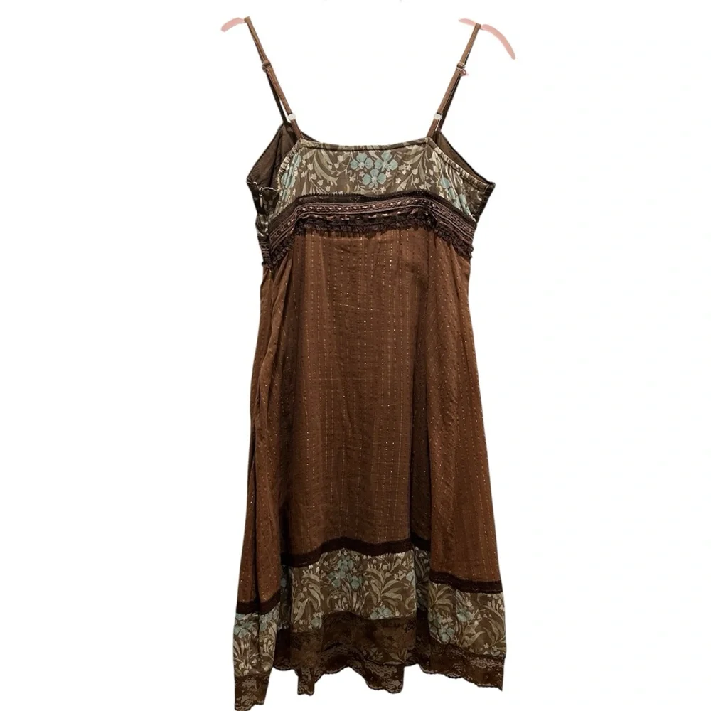 Angie Brown Mixed Fabric and Lace Dress Vintage Style - Small - Picture 2 of 11